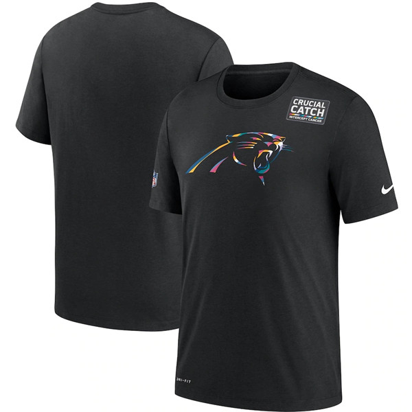 Carolina Panthers 2020 Black Sideline Crucial Catch Performance NFL T-Shirt (All Size) - Click Image to Close